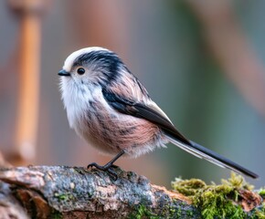 Obraz premium Long-tailed tit, Aegithalos caudatus, in the wild,