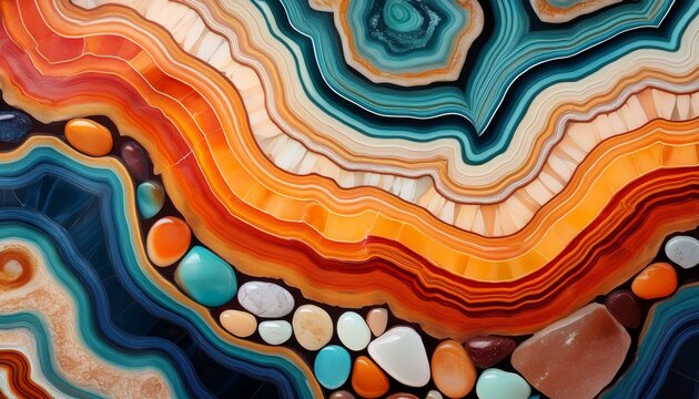 papier peint de surface a motif de marbre d agate avec incrustation de mosaique minimaliste abstraite geometrique couleurs vives ia generative ia