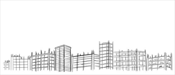 Buildings hand drawn sketch