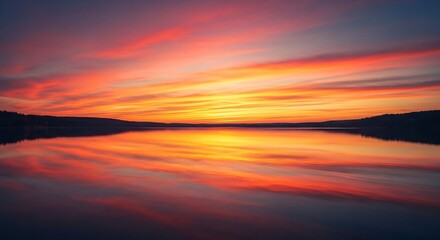 Naklejka premium sunset over the lake