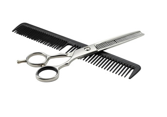 Precision Hairdressing Tools A Study in Stainless Steel and Ebony isolated on transparent background