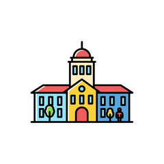 Colorful City Hall Building Illustration Architectural Design Concept