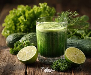 Healthy Green Smoothie with copy space