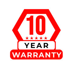 10 year warranty png red colour, secure icon design, premium chalk label