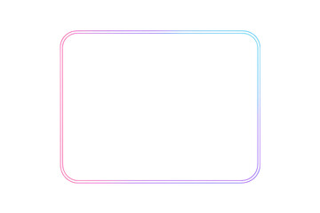Fototapeta premium Glowing rounded rectangle illuminating transparent background with vibrant pink and blue neon light, creating electric modern design effect