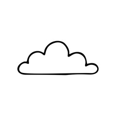 Fototapeta premium A simple, minimalistic cloud design is shown. The puffy white cumulus cloud is drawn in black lines, creating a basic icon or vector art illustration