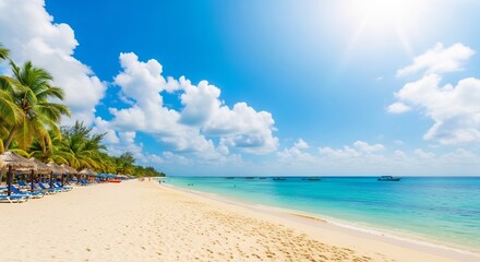 Fototapeta premium tropical beach with palm trees