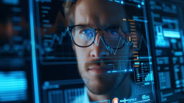 businessman touching virtual screen interface - Powered by Adobe