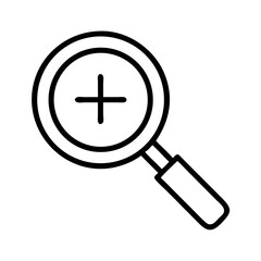 Magnifying glass icon with plus sign for zooming in feature  