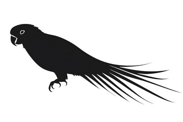 Elegant Parrot Silhouette: Vector Graphic, Bird Illustration, Black and White Design