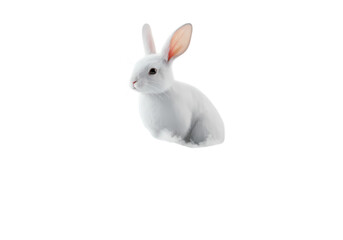 Obraz premium Pure White Rabbit A CloseUp Portrait Against a Black Background isolated on transparent baackground