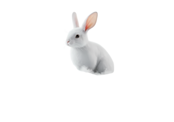 Pure White Rabbit A CloseUp Portrait Against a Black Background isolated on transparent baackground