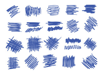 Hand-Drawn Blue Scribbles & Doodles PNG - Sketch Texture, Abstract Line Art, or Artistic Accent Set, pencil marker doodle