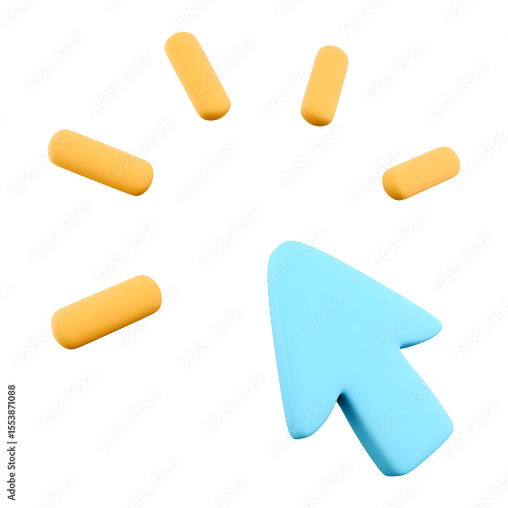 Fototapete a colorful 3d cursor icon with surrounding elements indicating interaction, symbolizing clicking or 