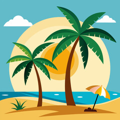 Summer vacation palm scene