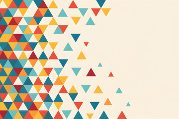 Fototapeta premium Abstract Colorful Triangular Pattern on Beige Background for Modern Art, Geometry Projects or Retro Poster and Flyer Designs