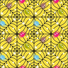 Cartoon monsters seamless Halloween spider pattern for wallpaper and fabrics and textiles and packaging and linens