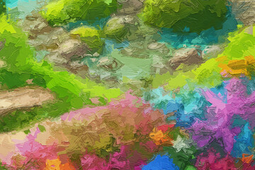 Various oil paintings, floral landscapes, mountains, rivers, waterfalls, birds, lakes, chrysanthemums, tulips