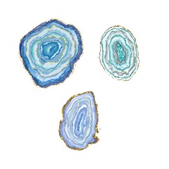 アゲート断面の水彩風イラスト（背景なし）
Watercolor Agate Slice Illustration (Transparent Background)