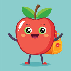 Apple wearing a school backpack