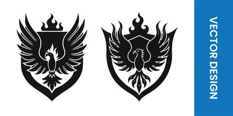 heraldic shield with wings vector