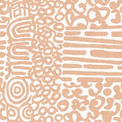 Calm minimal shape seamless pattern. Gender neutral baby nursery decor background. Scandi style sketch wallpaper in decorative kid fashion swatch. 