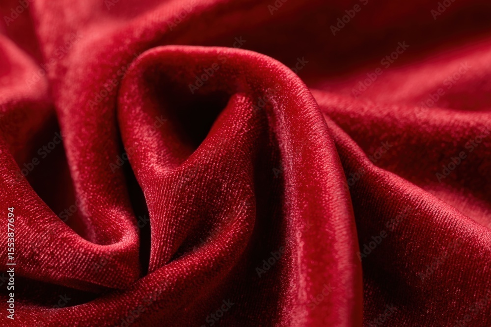 Poster luxurious deep red velvet fabric close up with soft textures and elegant wrinkles for fashion and in