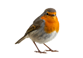 European Robin A Detailed Portrait Against a White Background isolated on transparent baackground