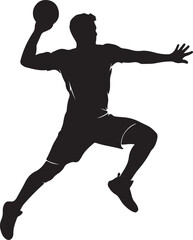 Silhouette of a young man running and jumping in action sports vector illustration