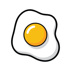 Hand Drawn Fried Egg Cartoon Vector Illustration for Breakfast and Food Designs