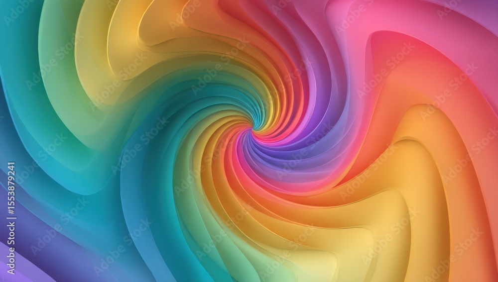 Poster colorful abstract swirl art with a vibrant spiral of blended bright hues and smooth gradient transit