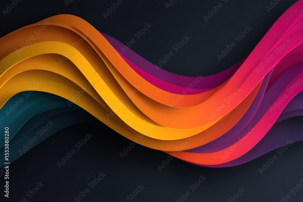 Poster Colorful Abstract Wave Design with Smooth Flowing Lines in Gradient Shades for Modern Artistic Background Use