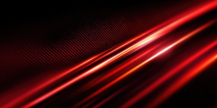 Vibrant Red Light Trails with Dynamic Motion Effect and Speed Lines on Black Background for Digital Design and Technology Themes