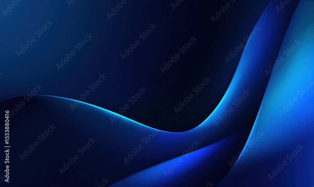 Poster Abstract blue flowing smooth gradient background with elegant curves and wave shapes with digital light effects and modern design elements