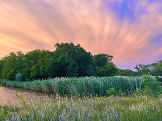 sunset over the river