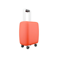 A vibrant orange suitcase with a retractable handle and wheels, designed for travel convenience.