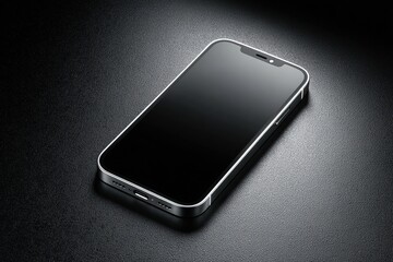 Sleek smartphone with a metallic rim on a dark textured surface.