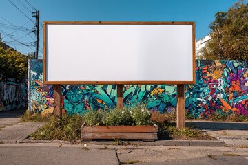 Blank Sign with Graffiti Art, perfect for advertising space.