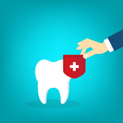 Dental insurance covering healthcare and medical cost, tooth protection or dental care concept	