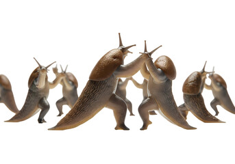 Obraz premium Slugfest A Surreal Depiction of Mollusk Martial Arts isolated on transparent baackground