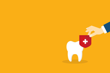 Dental insurance covering healthcare and medical cost, tooth protection or dental care concept	