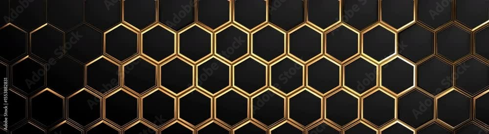 Poster abstract black background with a golden hexagon pattern for a luxury design concept vector presentat
