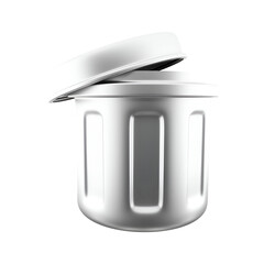 A metallic container with a lid, commonly used for storage or waste disposal.