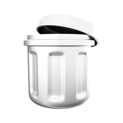 A white trash bin with a lid, designed for waste disposal.