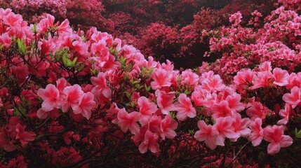 A vibrant display of azalea blossoms in full bloom.
