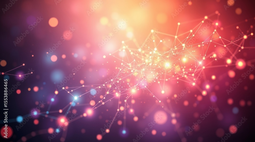 Aufkleber illuminating connectivity: an ethereal abstract composition of interconnected points and radiant lig