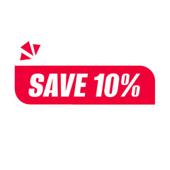 Save 10% red shape png, discount label tag, editable design file