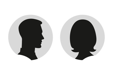 Sleek Vector Icons Set of Man and Woman, Gender Representation Designs, Human Profile Illustrations, Social Diversity Graphics