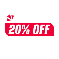 20% off red shape png, editable label design, discount promo tag