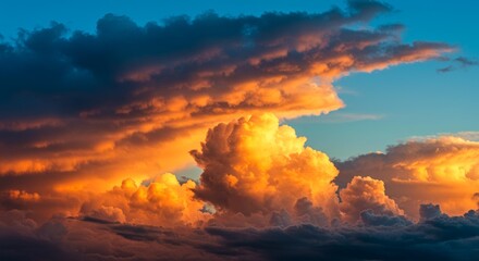 Naklejka premium Dramatic Cloudscape with Vivid Sunset Colors and Atmospheric Sky Beauty